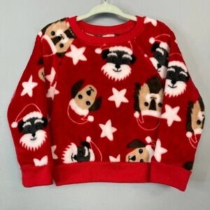 COLD Rush Red Plush Minky Fleece Puppy Dog Santa Christmas Holiday Sweatshirt 2T